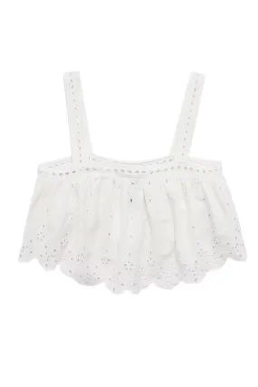 'Melanie' Sleeveless Eyelet Embroidery Cropped Top