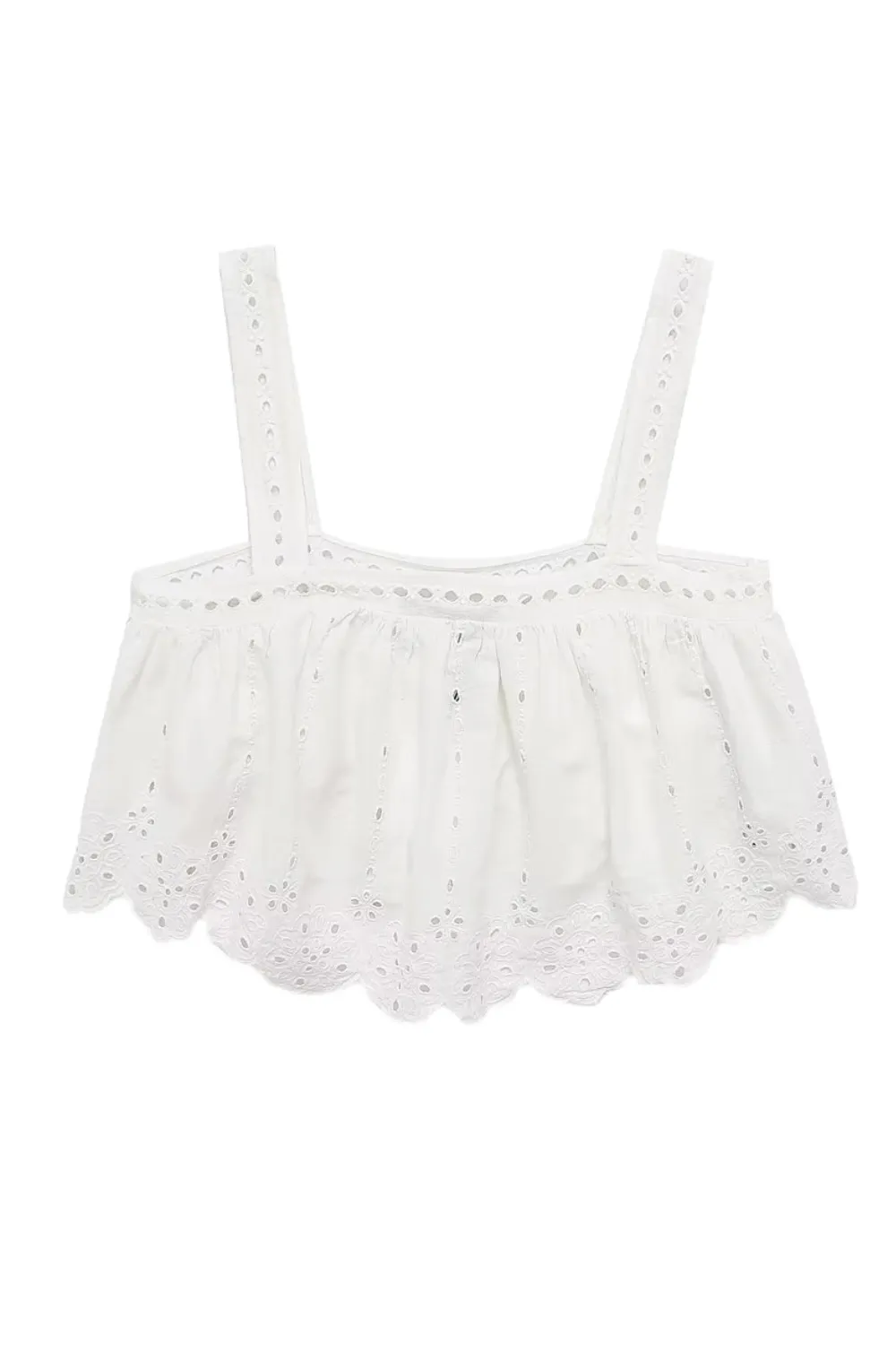 'Melanie' Sleeveless Eyelet Embroidery Cropped Top