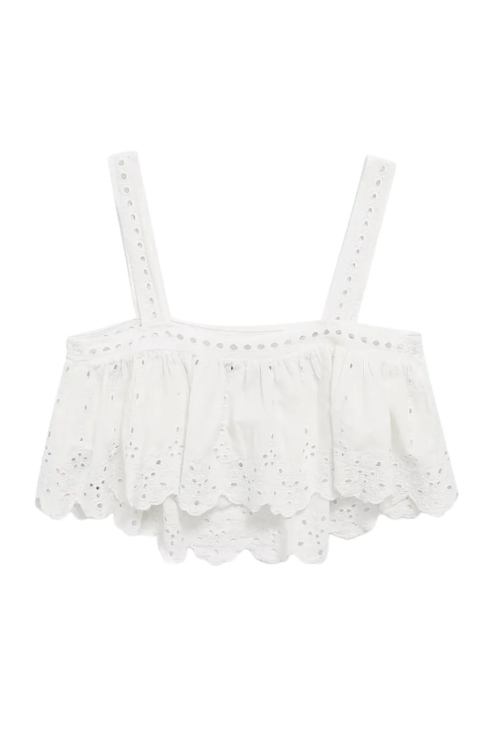 'Melanie' Sleeveless Eyelet Embroidery Cropped Top