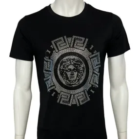 Men's Black Graphic Tees Silver Stone Printed