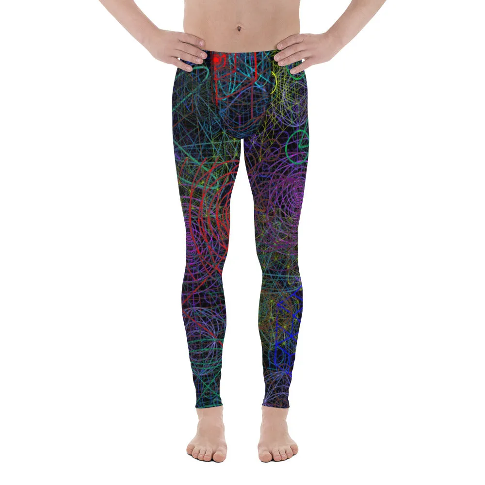 Men's Leggings, Rave Pants, Festival Tights, Gym, Wrestling Tights, Yoga, Multicolor, Black