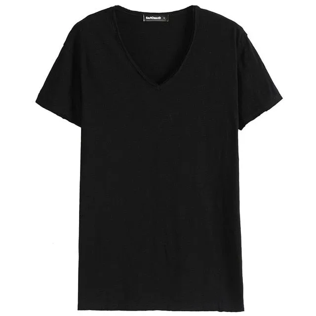 Men'S V-Neck Slim Fit Pure Cotton T-Shirt