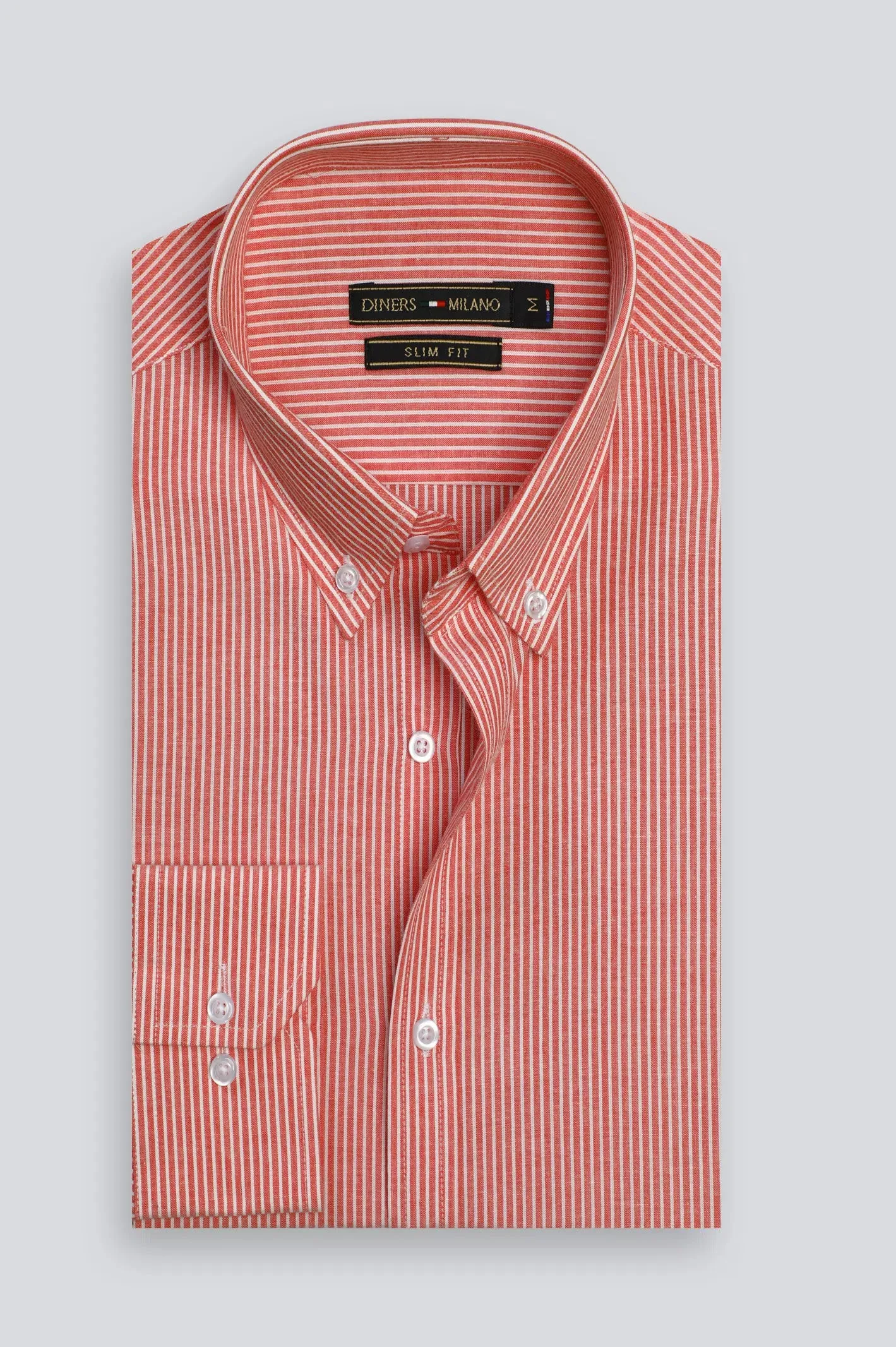 Orange Pinstripe Casual Shirt