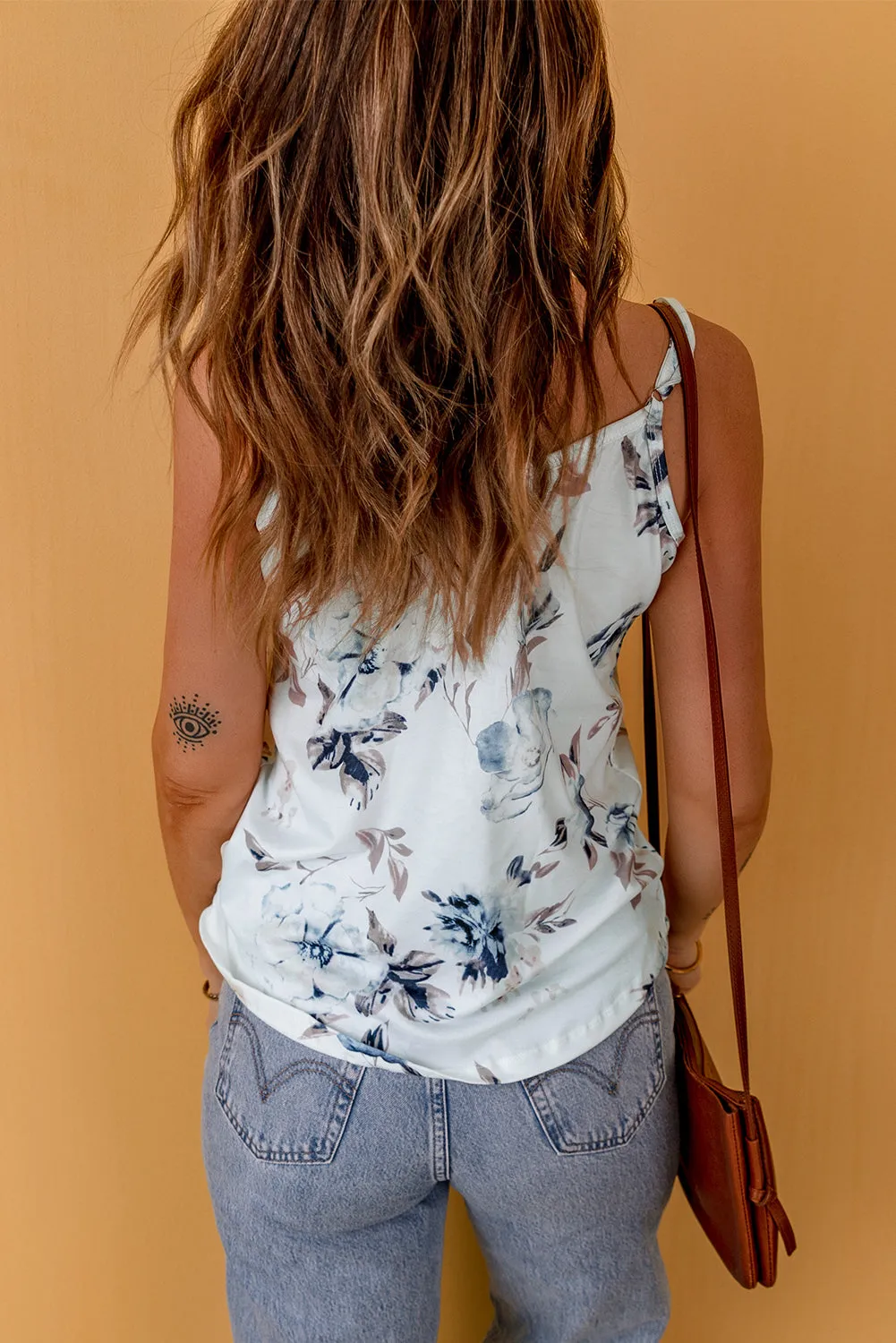 Printed V-Neck Adjustable Strap Cami Top