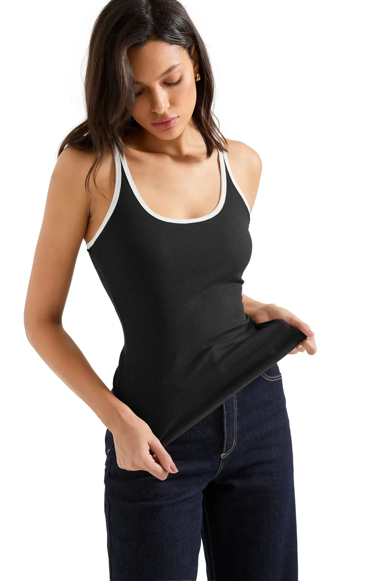 Ribbed U Neck Tank Top