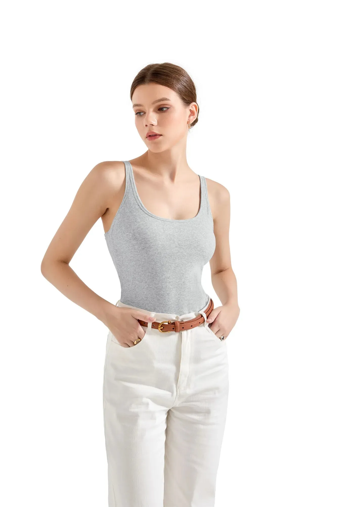 Ribbed U Neck Tank Top