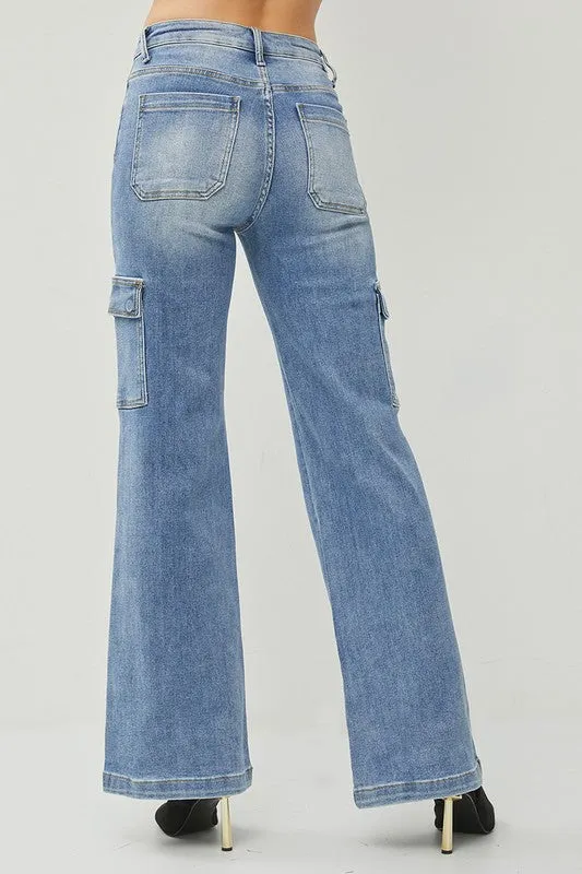 RISEN HIGH RISE WIDE CARGO JEANS