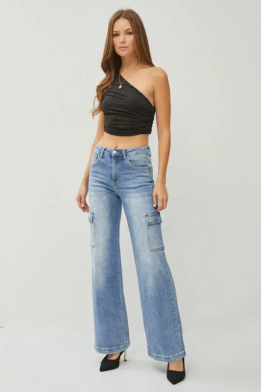 RISEN HIGH RISE WIDE CARGO JEANS