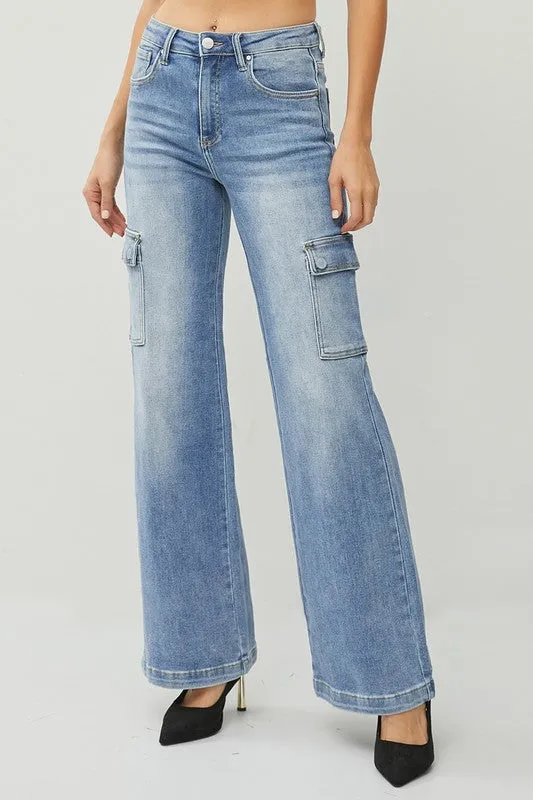 RISEN HIGH RISE WIDE CARGO JEANS