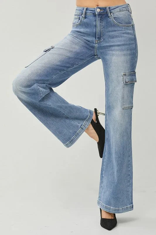 RISEN HIGH RISE WIDE CARGO JEANS