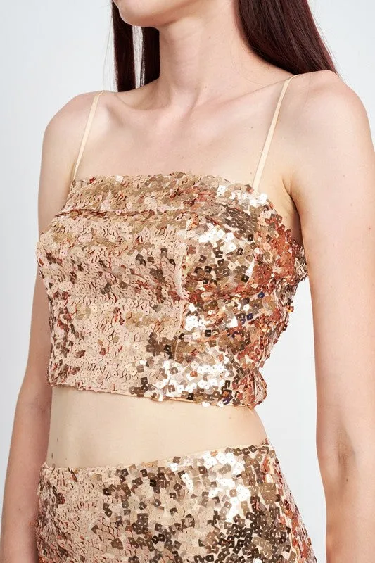 SEQUIN RECHED TUBE TOP