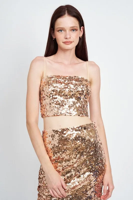 SEQUIN RECHED TUBE TOP