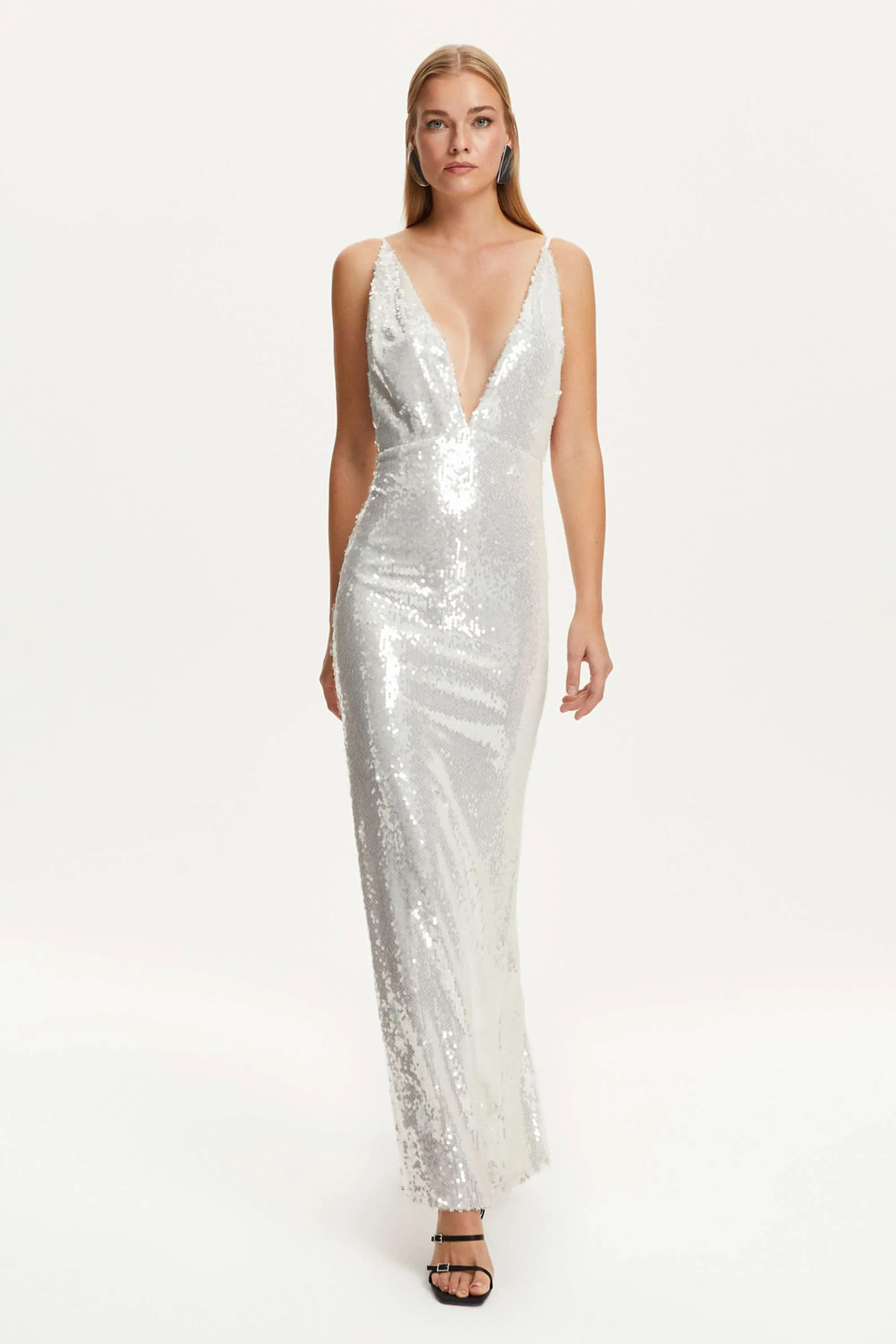 Sequined Thin Strap Long Dress (Final Sale)