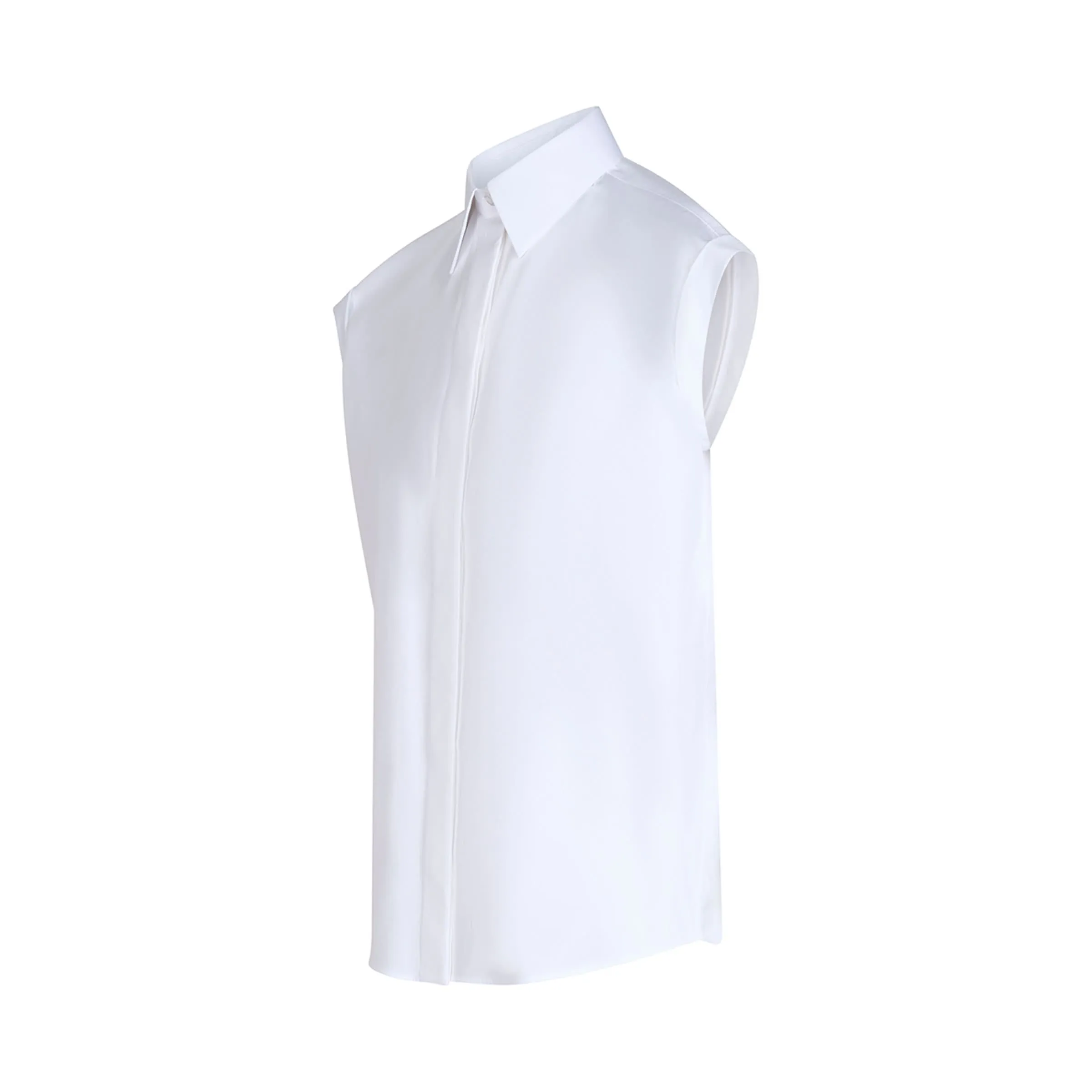 Sleeveless Poplin Shirt in White