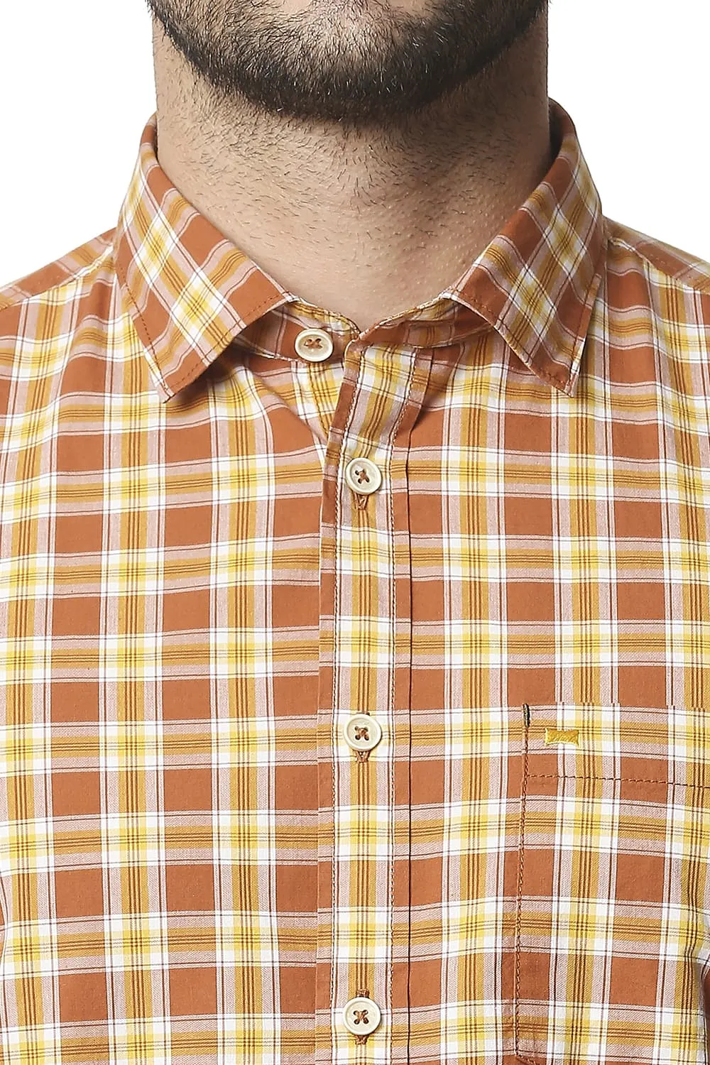 Slim Fit Checks Halfsleeves Shirt