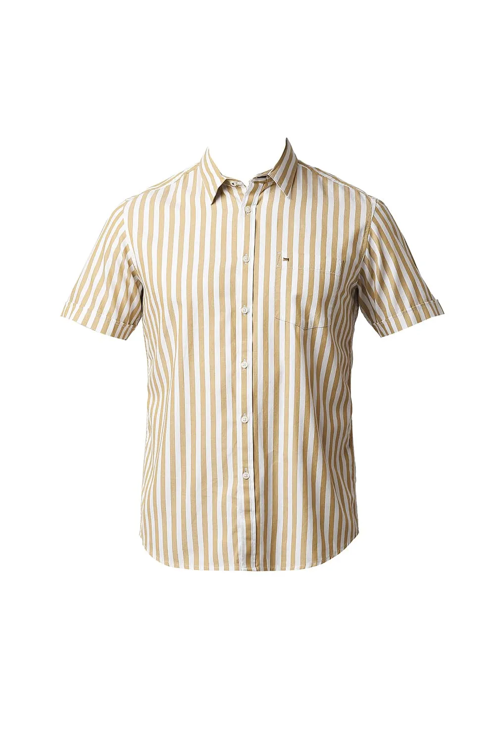 Slim Fit Herring Bone Stripe Halfsleeves Shirt