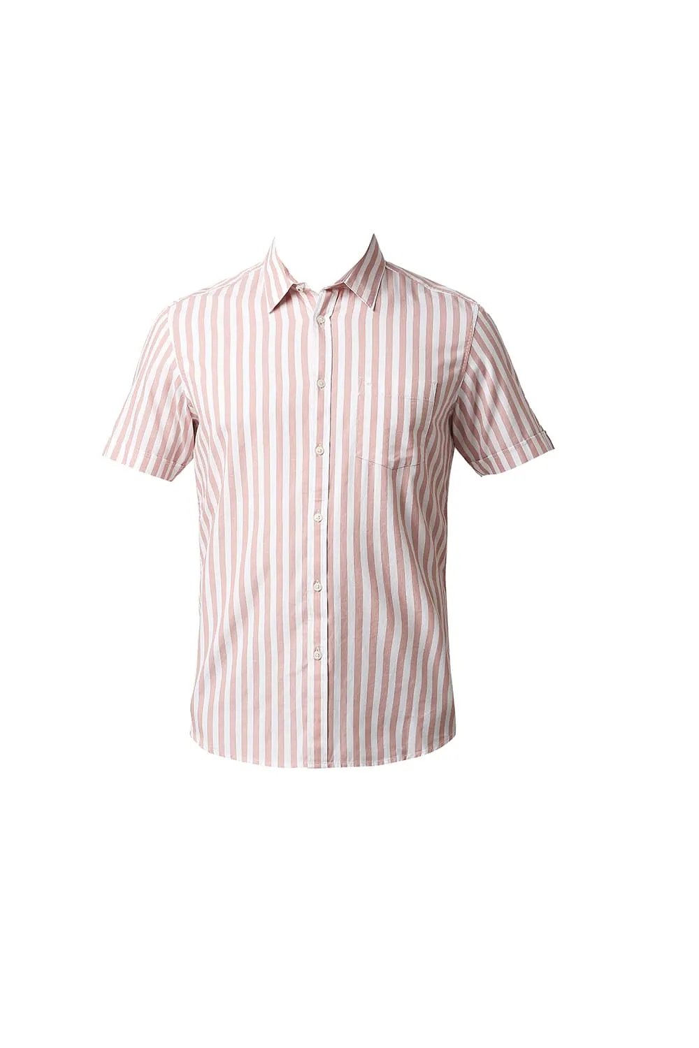 Slim Fit Herring Bone Stripe Halfsleeves Shirt