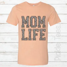 Snow Leopard Mom Life PEACH Crew Neck Tee