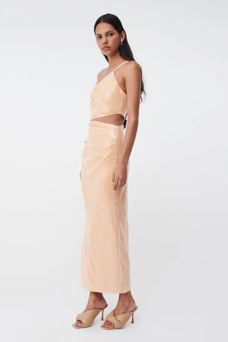 Suboo Marcel Draped Sequin Cutout Maxi Dress - Nude