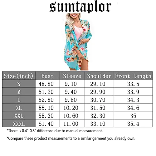 sumtaplor Women's Floral Kimono Cardigans Chiffon Casual Loose Open Front Cover Ups Tops Deep Pink S