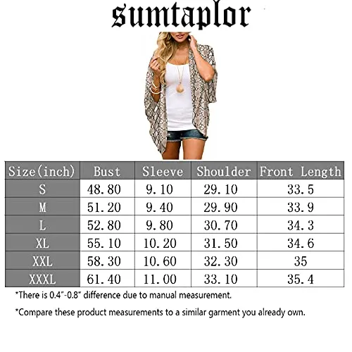 sumtaplor Women's Floral Kimono Cardigans Chiffon Casual Loose Open Front Cover Ups Tops Deep Pink S