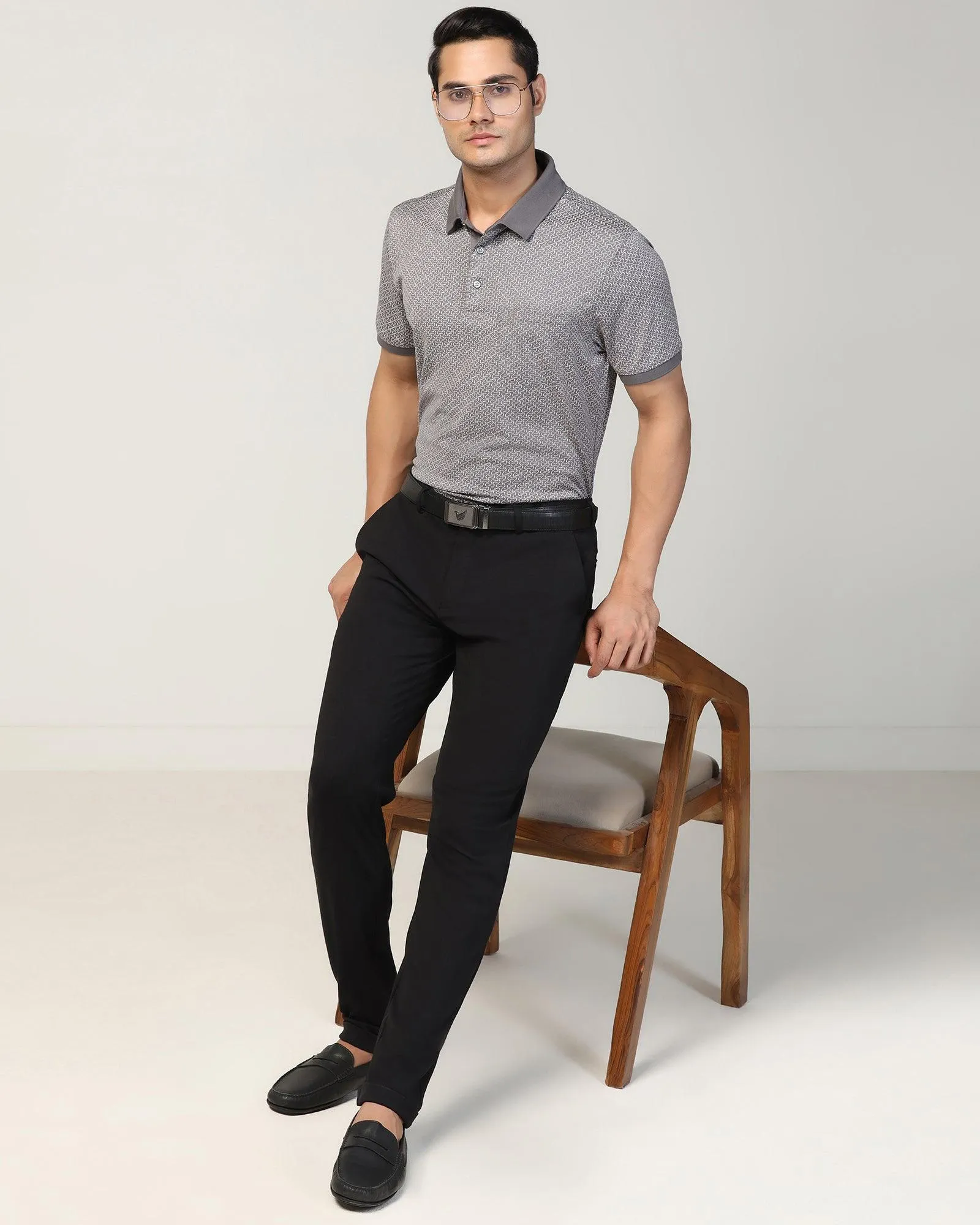 Super Slim Phoenix Formal Black Solid Trouser - Oak