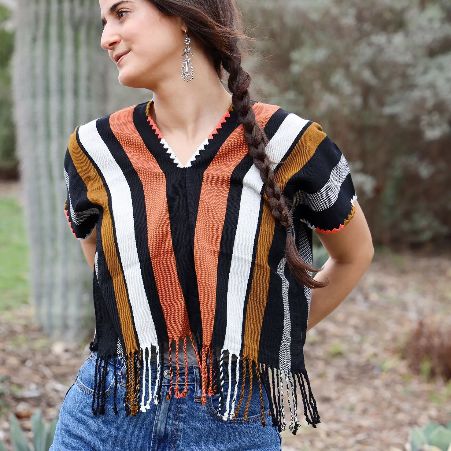 Tassels Cropped Huipil Blouse