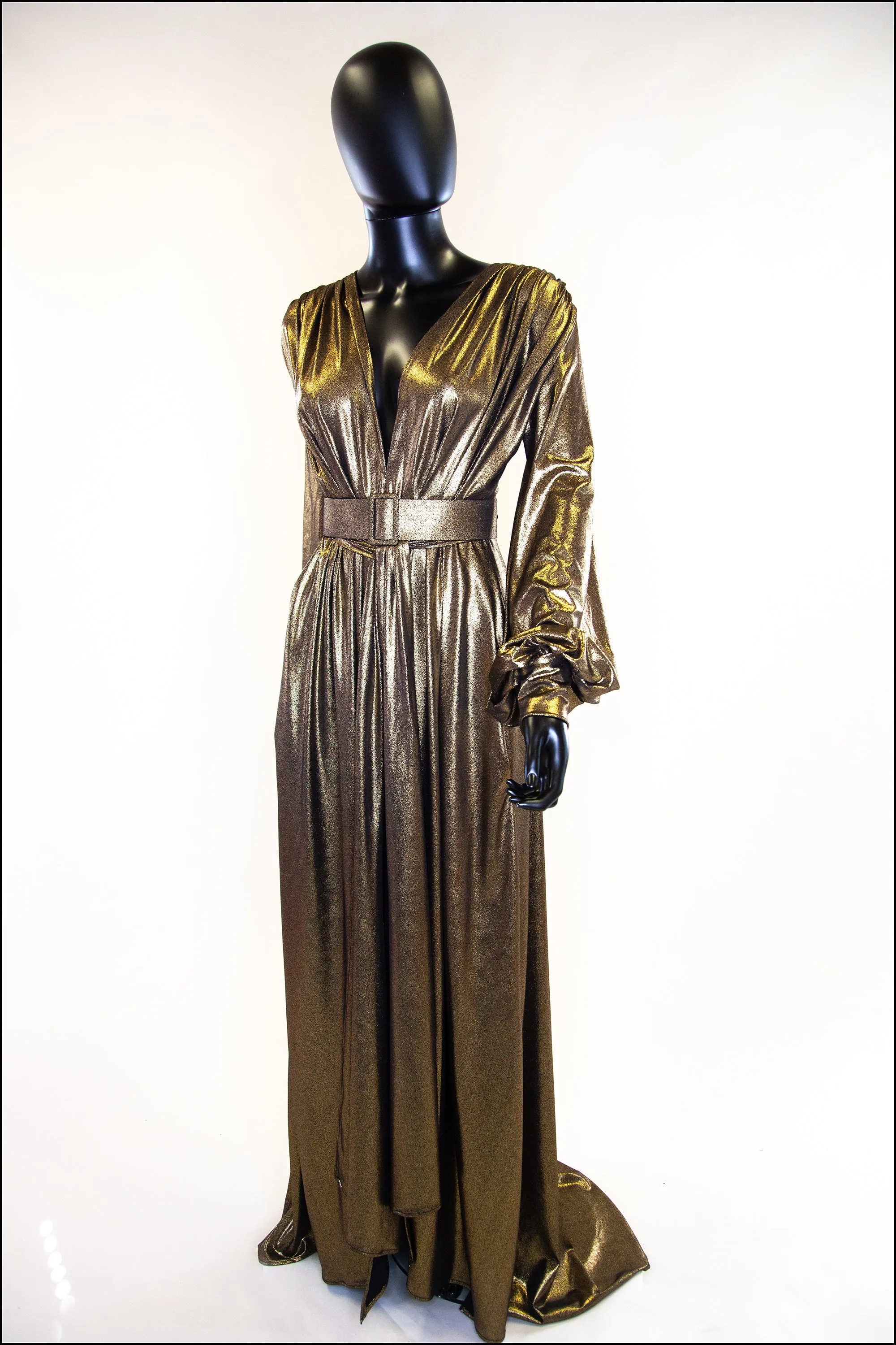 Vamp - Gold Lame Maxi Dress