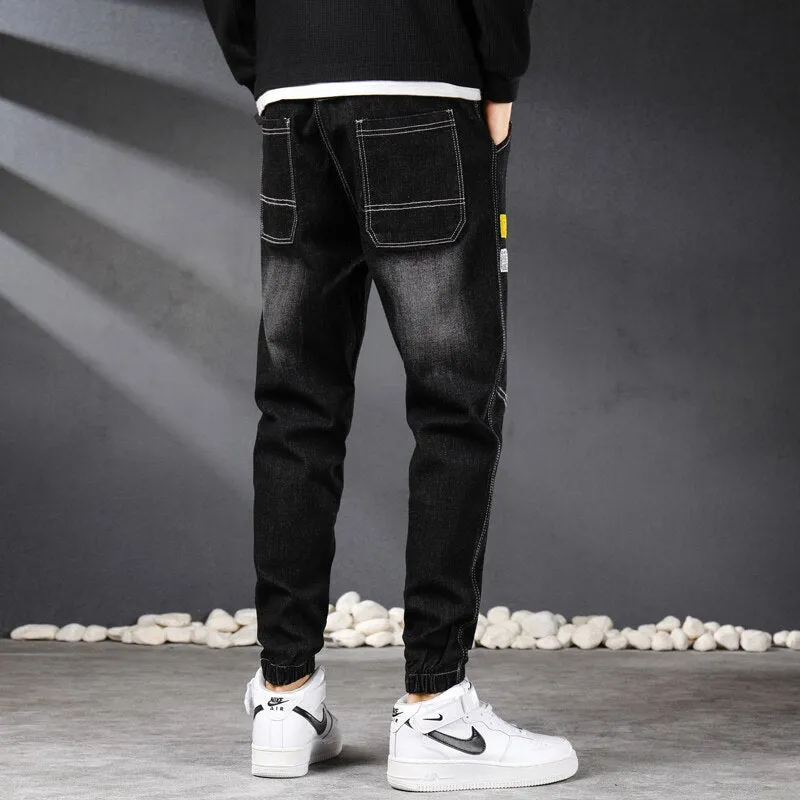 West Louis™ Vintage Streetwear Denim Jogger Pants