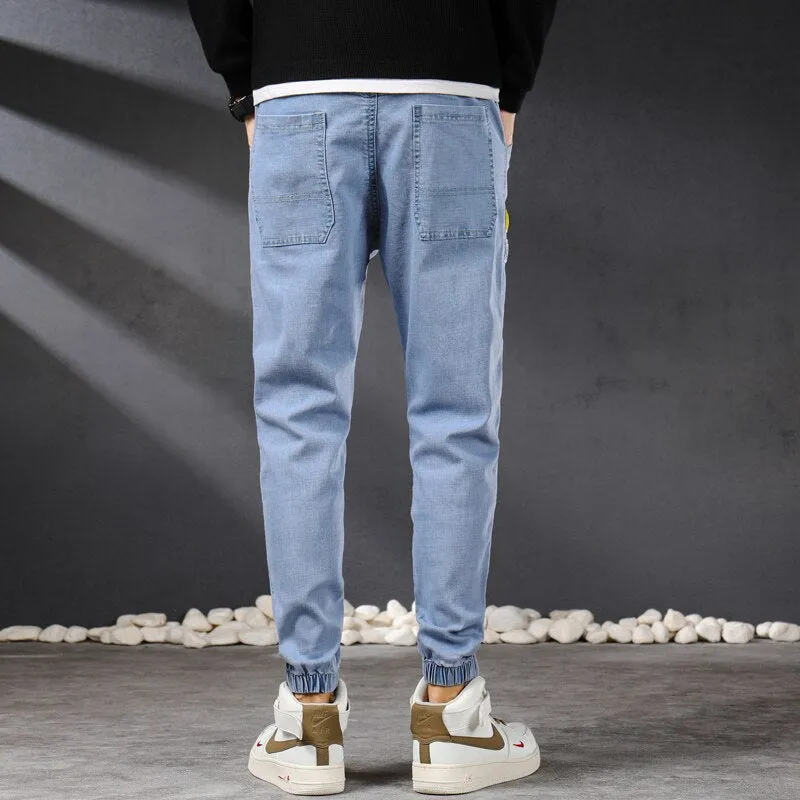 West Louis™ Vintage Streetwear Denim Jogger Pants