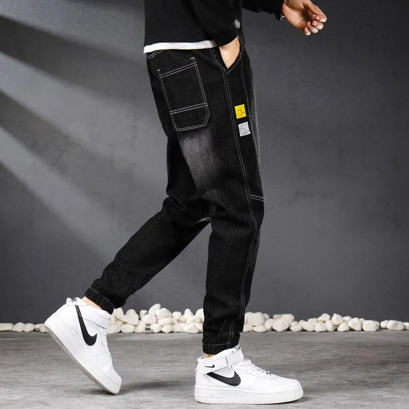 West Louis™ Vintage Streetwear Denim Jogger Pants