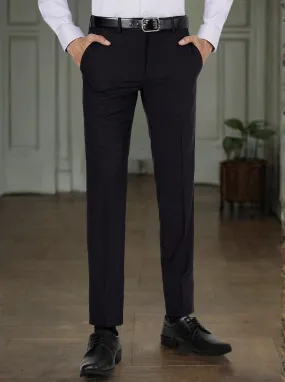 Wine Solid Slim Fit Formal Trouser | Greenfibre