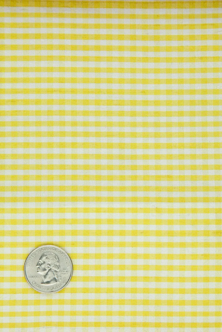 Yellow White Gingham Shantung 630 Fabric